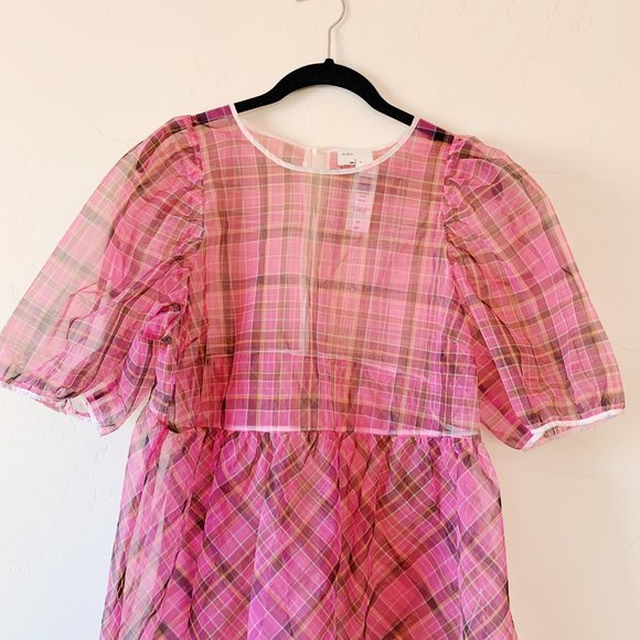 NWT aritizia plaid babydoll blouse, small - Picture 5 of 11